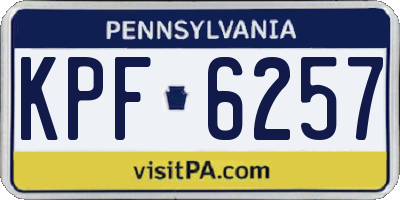 PA license plate KPF6257