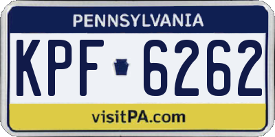 PA license plate KPF6262