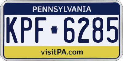 PA license plate KPF6285
