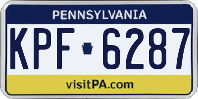 PA license plate KPF6287