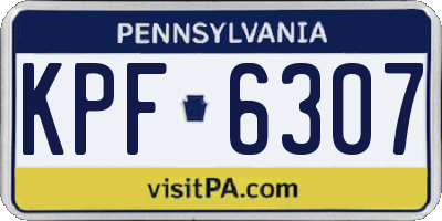 PA license plate KPF6307