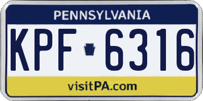 PA license plate KPF6316