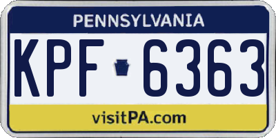 PA license plate KPF6363