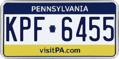 PA license plate KPF6455