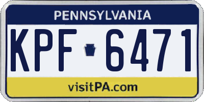 PA license plate KPF6471