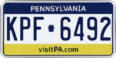PA license plate KPF6492