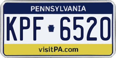PA license plate KPF6520