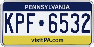 PA license plate KPF6532