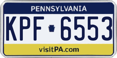 PA license plate KPF6553