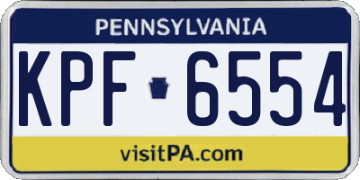 PA license plate KPF6554