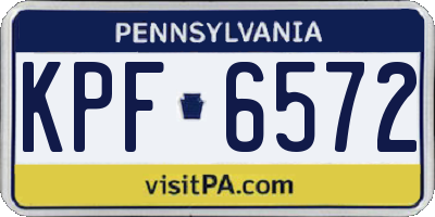 PA license plate KPF6572