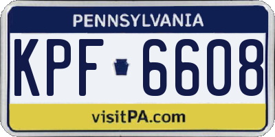 PA license plate KPF6608