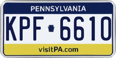 PA license plate KPF6610