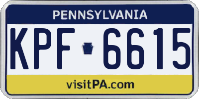 PA license plate KPF6615