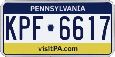 PA license plate KPF6617