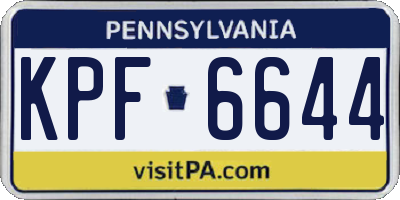 PA license plate KPF6644