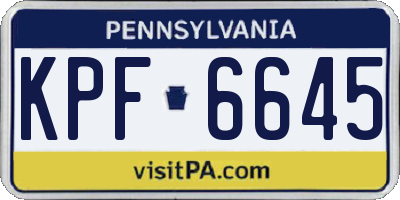PA license plate KPF6645
