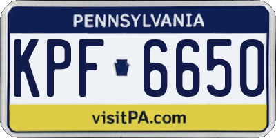 PA license plate KPF6650