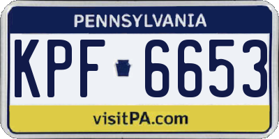 PA license plate KPF6653