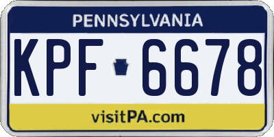 PA license plate KPF6678