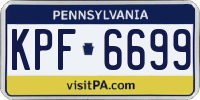 PA license plate KPF6699