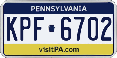 PA license plate KPF6702