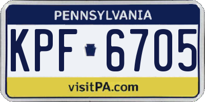 PA license plate KPF6705