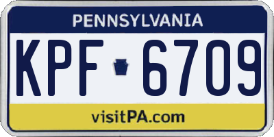 PA license plate KPF6709