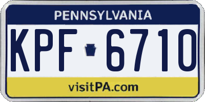 PA license plate KPF6710