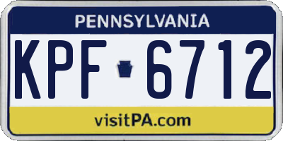 PA license plate KPF6712