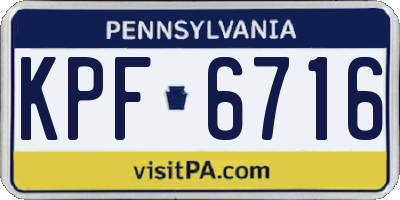PA license plate KPF6716