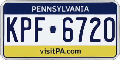 PA license plate KPF6720