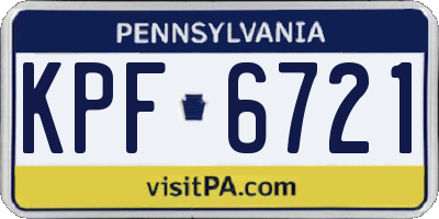 PA license plate KPF6721