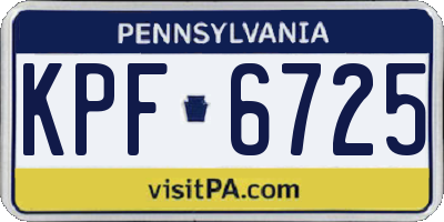PA license plate KPF6725