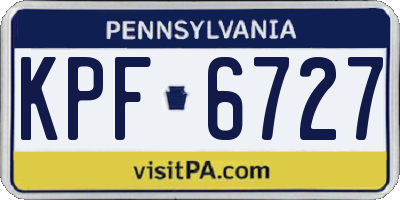 PA license plate KPF6727
