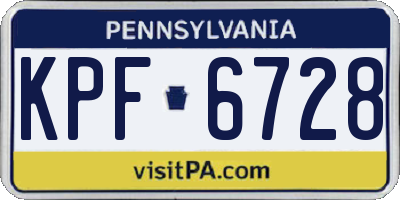PA license plate KPF6728
