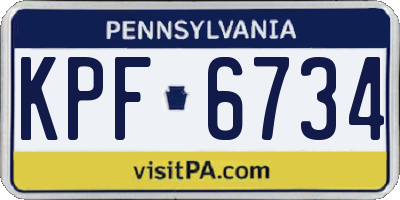 PA license plate KPF6734