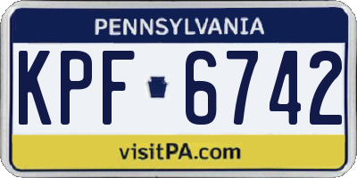 PA license plate KPF6742