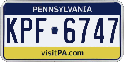 PA license plate KPF6747