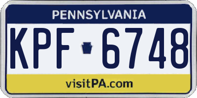 PA license plate KPF6748