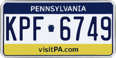 PA license plate KPF6749