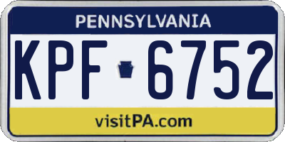 PA license plate KPF6752