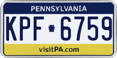 PA license plate KPF6759