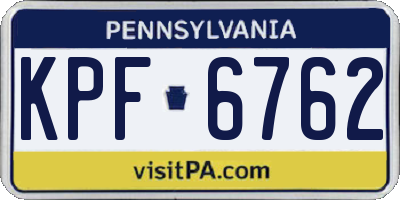 PA license plate KPF6762