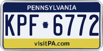PA license plate KPF6772
