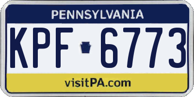 PA license plate KPF6773