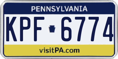 PA license plate KPF6774