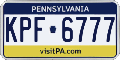 PA license plate KPF6777