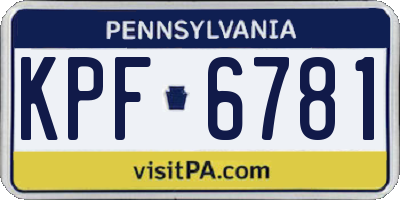 PA license plate KPF6781