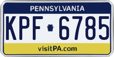 PA license plate KPF6785